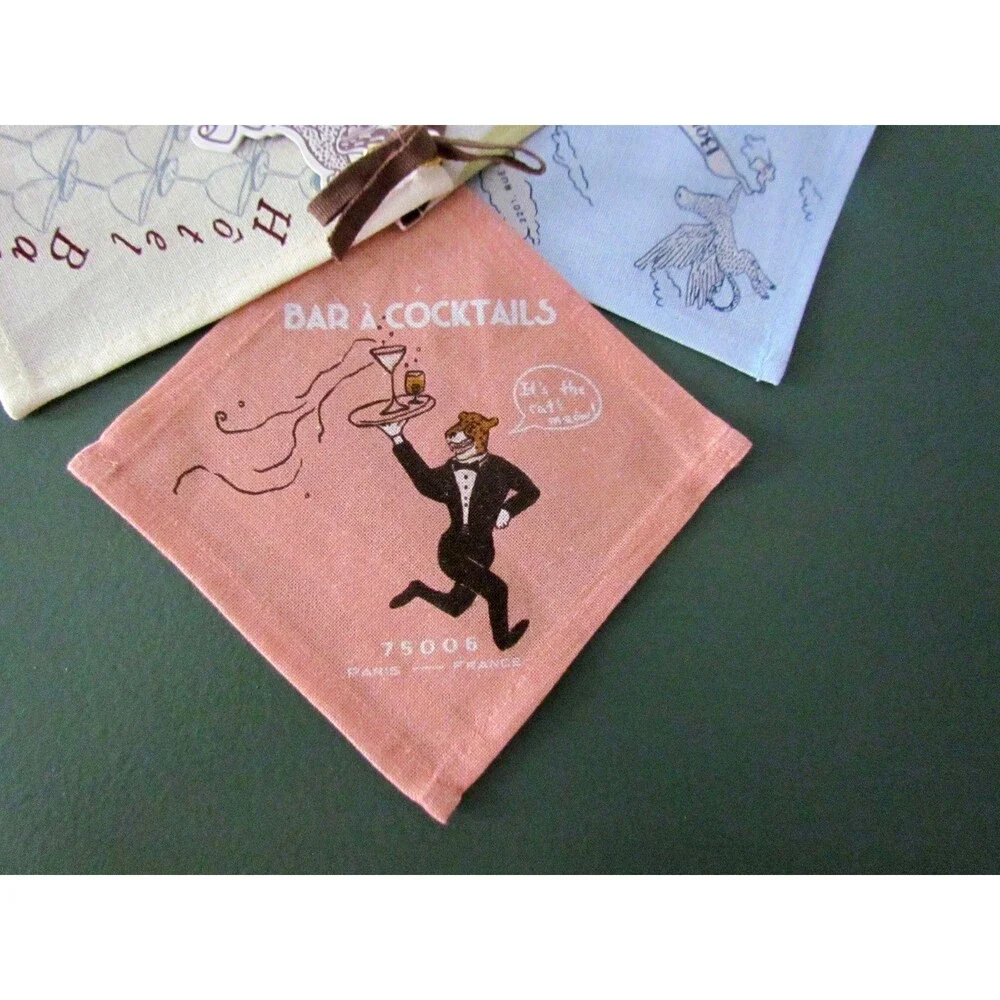 NEW Anthropologie Hotel Cotton Woven Cocktail Napkins Set of 4